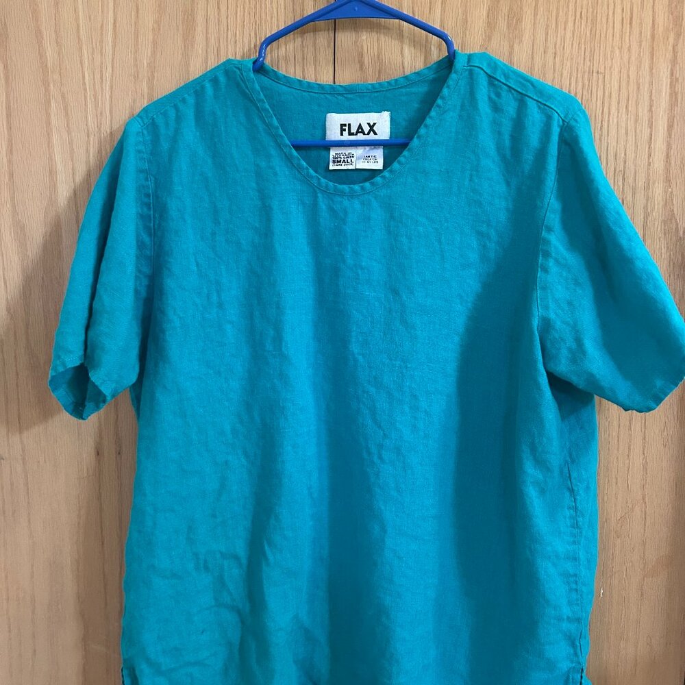 Womens Teal Flax Linen Tea